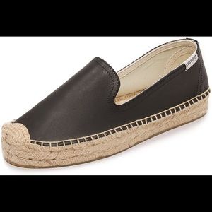 Soludos black leather espadrille